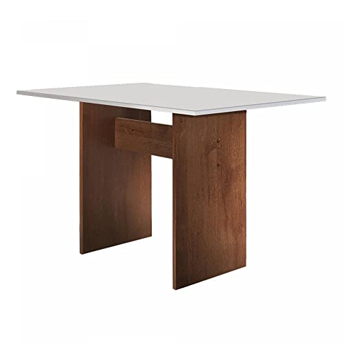 Conjunto Sala de Jantar Mesa e 4 Cadeiras Júlia Cel Móveis Chocolate/Off White/Tecido Pena