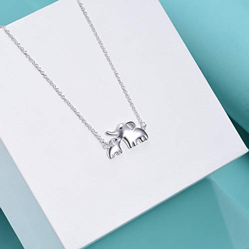 Yfn Mom Baby Elephant Necklace Sterling Silver Good Luck Elephant Necklace For Mon Women (Mom Baby Necklace) #TOP2