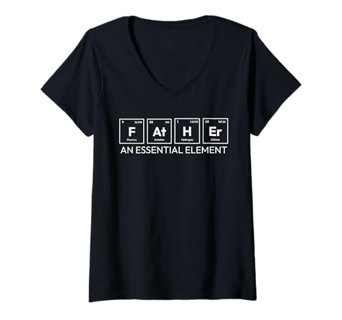 Womens Father Funny Periodic Table Element Chemistry Science Dad V-Neck T-Shirt
