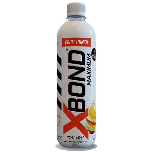 X-BOND Maximum Recovery Fruit Punch Non Carbonated Drink Maximum Amino Drink - 9g BCAA + EAA Electrolytes - 16 fl oz (500 ml), Sugar Free 34 Calories, Pack of 12