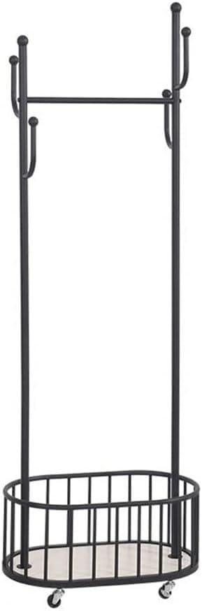 Clothes rack and hat rack Movable Cloak Rack Hanging Coat Rack Household Coat Rack Rolling Coat Rack(color: Black, Gold) (Color : Schwarz) (Schwarz)