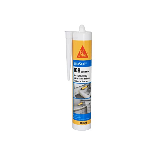 Lot de 12 mastics silicones anti-moisissure SIKA Sikaseal 108 Sanitaire - Blanc - 300ml