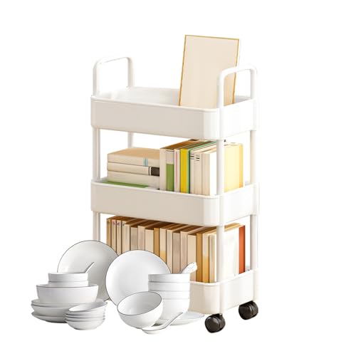 Carrito multiusos multi nivel: carrito de almacenamiento rodante con 4 niveles y asa, organizador móvil en n, diseño robusto y versátil, solución de almacenamiento ideal para cocina, salón, garaje