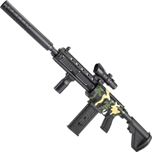 Manual Toy Gun 10 Rounds Soft Bullet Gun Hand Loaded Machine Gun Toy for Boys Unique Gifts for Over 3 years old Children (Black)