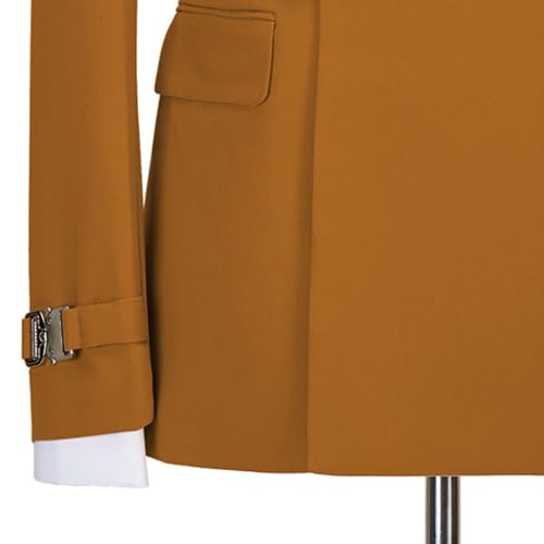 Image of Men's 2 Piece Suit with Metal Clasp Slim Fit Suit Stylish Business Pants Casual Wedding Grooms Tuxedo Suit