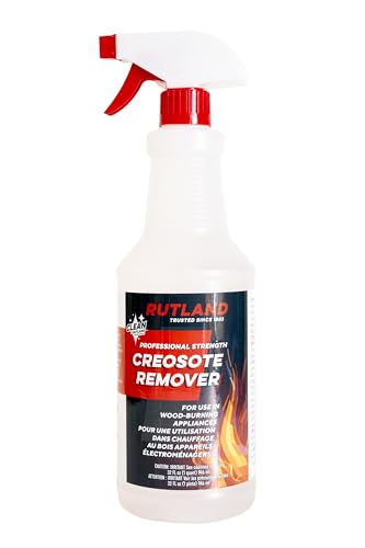 Rutland Liquid Creosote Remover, Fireplace & Wood Stove Cleaner, For Spraying Firebox Walls, Wood Fuel & Pellets, Made in USA, 32 Oz