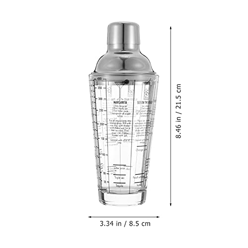 DOITOOL Glazen Cocktail Shaker Gedrukt met Recepten, 400ml Martini Shaker Drink Shaker, RVS Mixing Shaker, Lekbestendig… - Image 4
