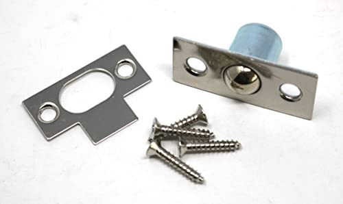 Image of fiXte Bales Tubular Ball Roller Bolt Spring Cupboard Cabinet Door Catch Nickel Plated Plates 16mm (Pack of 1)