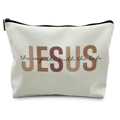 Likjad Christian Gifts Makeup Bag, Floral Christian Cosmetic Bags for Women, Galatians 5:22-23 Bible Verse Makeup Pouch, Faith Based Gifts Zipper Pouch