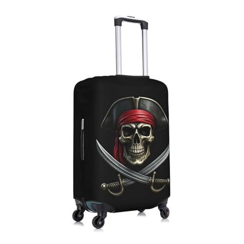 Pirates Skull Sword Travel Luggage Cover Fits 18-32 Inch Luggage, Stretchy Suitcase Cover Protector with Concealed Zipper for Wheeled Suitcase Travel Accessories3