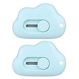TOSSPER 2 Stücke Mini Cloud Utility Messer Automatische 9mm Stahlklinge Papierschneideröffner Für Briefkasten Verpackung Schneidschule, Blau