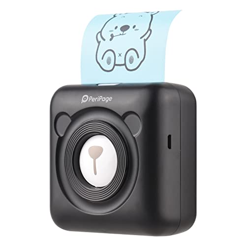 Bisofice PeriPage Mini Printer, Portable Thermal Printer for Smart Phone, Mini Sticker Printer with Bluetooth Wireless, A6 Thermal Label Printer with iOS & Android, Receipt, Notes, Photo (Black)