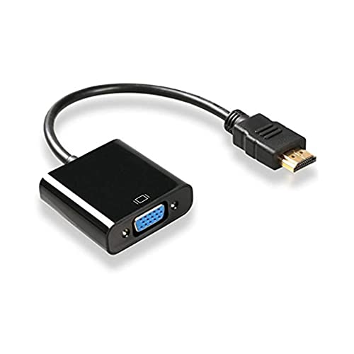Adaptador de conversión de vídeo 1080P HDMI macho a VGA hembra con conector chapado en oro para PC, DVD, HDTV, negro, tratamiento práctico