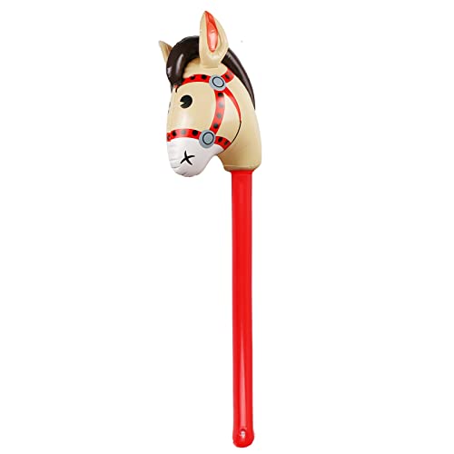 Inflatable Stick Horse,Inflatable Horse Head on Stick Horse Costume Pony/Halloween/Western Cowboy/Horse Baby Shower Birthday Party Decorations Supplies Favors Prop, 37 Inch (Red)