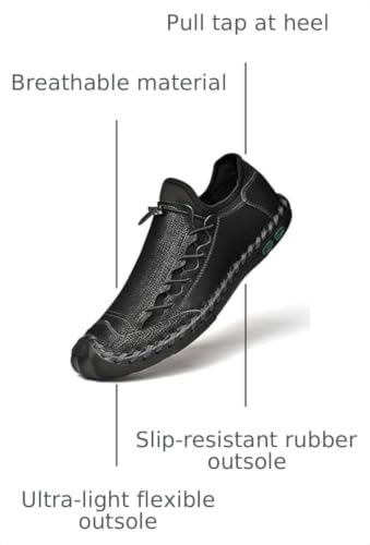 Image of LZDZN Mens Casual Shoes for Men's Leather Loafers Boat Dress Driving Men Black Brown Yellow White Big Size Wide Summer Breathable Fashion Walking Work Office Business Male Handmade