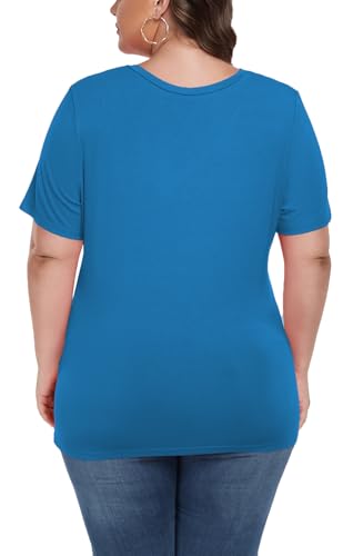 Image of ForHailey Women's Plus Size Short Sleeve Tee Shirt V Neck Basic Ladies Loose Fit T Shirt 1X-5X