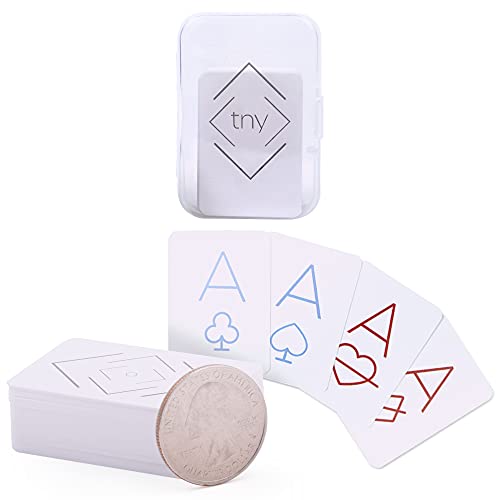 tny 2 - Nano Sized Waterproof Mini Playing Cards with a Custom Plastic Case, Minimalistic, Flexible, Waterproof and 100% Plastic. Ideal for Cardistry, Pool, Travel and the Beach.