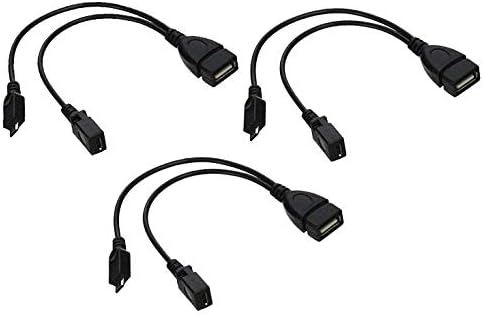3 Pack OTG Cable Replacement for Fire Stick 4K, Compatible Samsung, Replacement for Amazon Fire TV, Compatible with LG Android Phone Tablet Micro USB Host with Micro USB Power