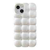 Caseative for iPhone 13 Case,3D Cube Grid Candy Color Soft Phone Case (White)