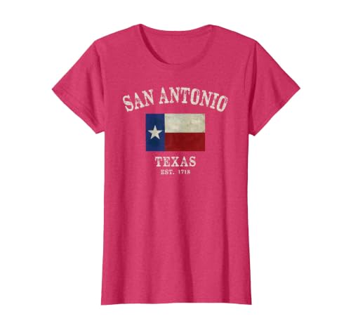 Vintage San Antonio Texas EST 1718 T-Shirt, Women, Red Heather, X-Small