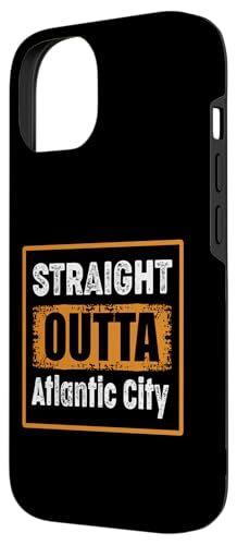 Straight Outta Atlantic City New Jersey USA Humour Vieilli Coque pour iPhone 14 – vue 2