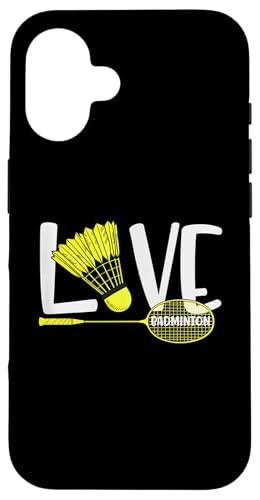 LOVE BADMINTON Cute Racket and Shuttlecock Sports Fan Player X}zP[X iPhone 16 p