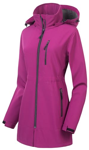Image of CREATMO US Women's Lightweight Waterproof Long Softshell Tactical Jacket Fleece Lined Windbreaker