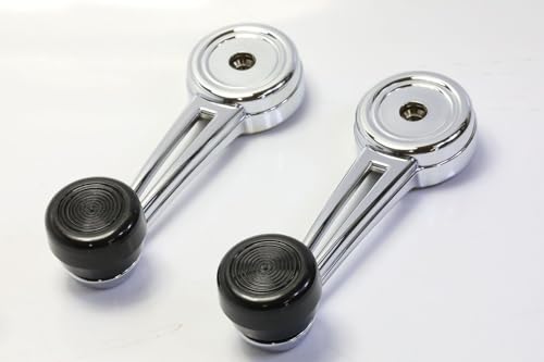 Performance PFM-402439 Window Crank Handle, Left and Right, Zinc Metal Chrome w/Clear Knob, Set of 2 for 1967-1977 Ford Bronco, Mustang, E-200 Econoline, E-300 Econoline, F-100, F250, F350