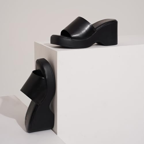 Image of JM LOOKS Women's Wedge Sandals - Open Toe Slip-On with Comfortable Sole | Stylish & Easy to Daily and Casual Outfits