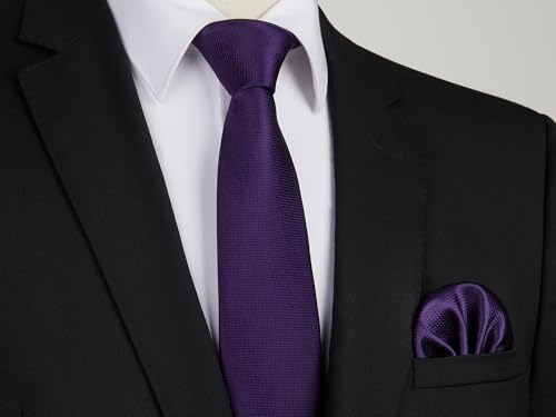 Image of HISDERN Ties for Men Solid Tie Handkerchief Set Classic Woven Silk Business Polka Dot Mens Ties Necktie Wedding Party