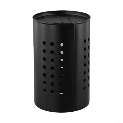 Soporte de utensilios de acero inoxidable para encimera de cocina - Soporte de cubiertos con orificio de drenaje con ventilación de aire para cucharas, tenedores, cuchillos, palillos - 12 x 15 cm