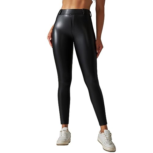 Chnnamzu Leder Leggings Damen Leggings Lederoptik Damen Lederleggings Damen Lederhose Damen Leder Hosen Damen Lederhosen Damen Kunstlederhose Damen
