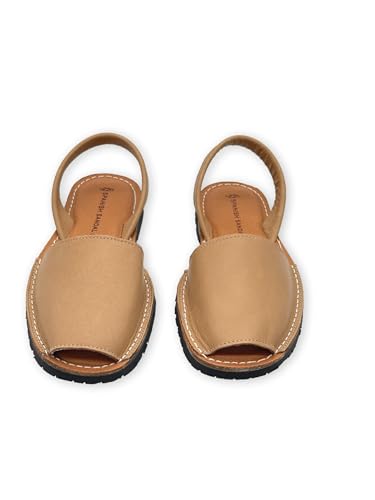 Image of The Spanish Sandal co Classic Flat Sandals for Women, Dressy Soft Leather Peep Toe Sandals for Women, Versatile Casual Slip-on Flats