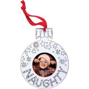Primitives holiday photo ornament frame naughty  urban country home decor