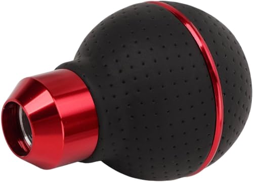 Image of AutoBizarre 5 Speed Aluminum Base Metal Ring Leather Covered Gear Knob Gear Shifter Handle Knob for All Manual Transmission Cars (Red)