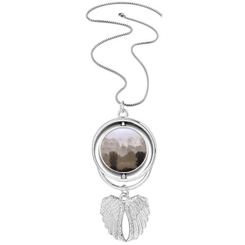 Collier rotatif ailes d'ange pendentif femme soleil matin