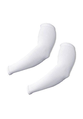 Steel Cooler UV Protection Arm Cooling Sleeve for Sports & Outdoor Activities-1 Pair (White)