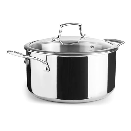 Lacor - 60870 - Cacerola Trichef, 3 L, 20 cm, Tricapa de Acero Inoxidable 18/10 y Aluminio 1060, Asas y Pomo de Acero Fundido, Apta para Inducción, Horno y Lavavajillas