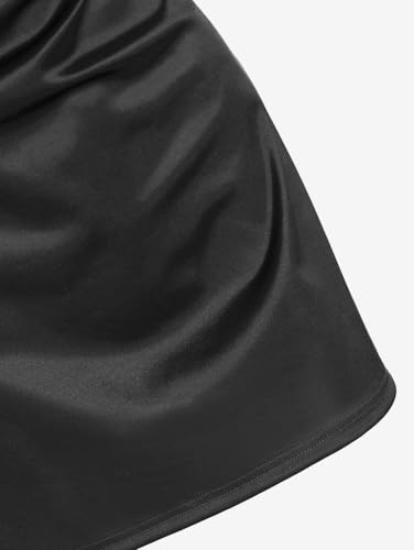 ZAFUL Women's Satin Sleeveless Spaghetti Strap Mini Dress Sexy Slip Cowl Neck Silky Cocktail Party Dresses