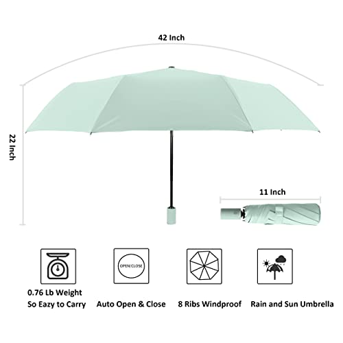 Image of BAODINI Small UV Protection Travel Umbrella Compact for Rain and Sun UPF 50+ Windproof Portable 42 inch Umbrella for Women and Men