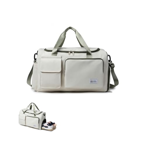 Garment Bags for Travel, Carry on Bags for Airplanes Women, Luggage Bags for Travel with Shoe Compartment, Weekender Bag, Men Gym Bag(White)