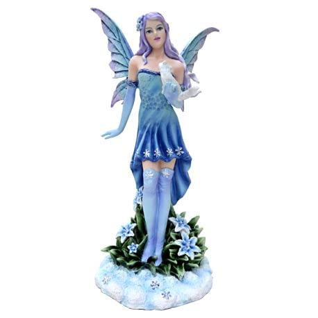 Figurine de Fée avec Chat Blanc de collection Monde Féérique aux détails peints main