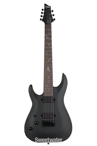 Schecter Damien-7 SBK Left-handed Electric Guitar - Satin Black