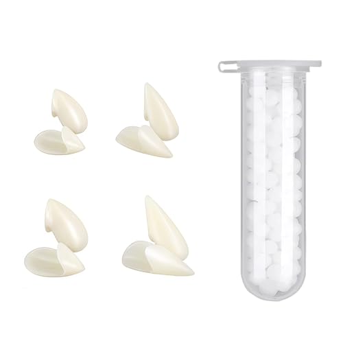 HOUSN Dent De Vampire,4 Paires De Dents De Vampire avec AdhéSif,4 Tailles (13/15/17/19mm),RéUtilisable,pour Halloween,Accessoires De Jeux De RôLe,FêTes,pour Enfants Adultes