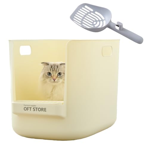 【OFT】 Semi-Enclosed Cat Litter Box サイズ(約)：幅40×奥59.5×高41cm【入り口までの高さ】16cm 飛び散り 飛散 スプレー 大型 メガ ハイタイプ 大きいトイレ おしゃれ ゆったり