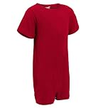 SpecialKids.Company Kaycey Popper Vest Short Sleeve Bodysuit With Crotch Snap Closure, Adaptive Clothing for Kids with Special Needs, Soft Cotton, Red, 9-10 Years