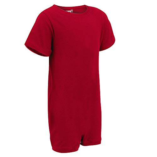 Special Kids Adaptive Clothing For Children With Special Needs, Short Sleeve Bodysuit Popper Snap Vest, 7-8 Years Old, Red