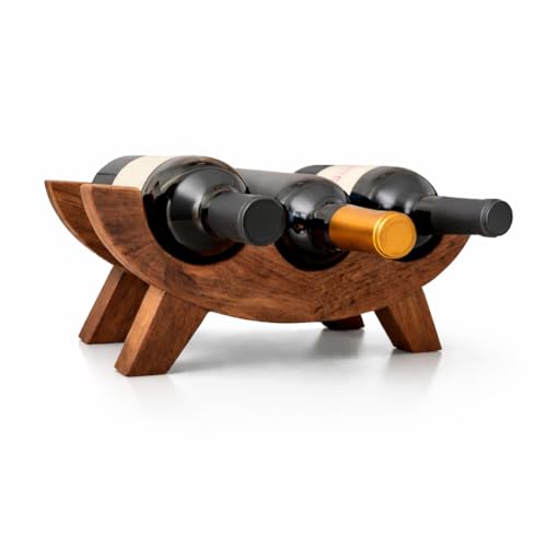 Mid-Century Modern Wine Rack – Rustic Solid Wood Wine Rack