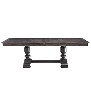 95 inch Dining Table Brown Cabin Lodge Farmhouse Rustic Rectangular Wood Distressed Finish Leaf Extension