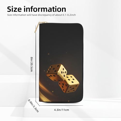 Elegant Gold Dice Print Wallet Women, Leather Bifold Multi Card Wallet, Long Purse Women's Wallets2